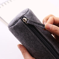 Felt Pencil Case, Large Capacity Zipper Stationery Pouch for Students, Solid Color Simple Pen Bag
