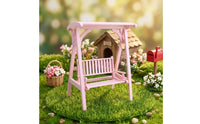 Angled-Frame 1:12 Scale Dollhouse Swing Slatted Wooden Dollhouse Swing Hanging Miniature Decor Toy Model
