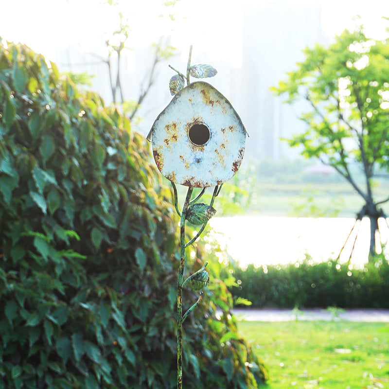 Vintage Distressed Outdoor Rust-Proof Garden Trellis Birdhouse Stand for Climbing Plants