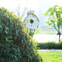 Vintage Distressed Outdoor Rust-Proof Garden Trellis Birdhouse Stand for Climbing Plants