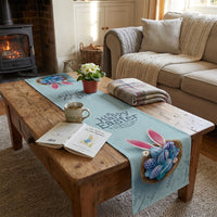 Easter Table Runner Linen Look Material Hare Pattern Table Runner Heat Insulating Holiday Dining Decoration for Families, Event Planners, Kitchen