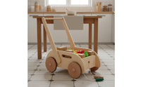 Wooden Fire Truck Activity Pusher Anti-Tip Over Design Sit-to-Stand Prevents O-Shaped Legs Child Activity Cart for Young Children, Infants