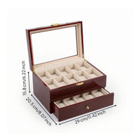 Watch Box with Drawer Glossy Watch Display Case Padded Organizer for Collectors, Dresser, Nightstand, Closet