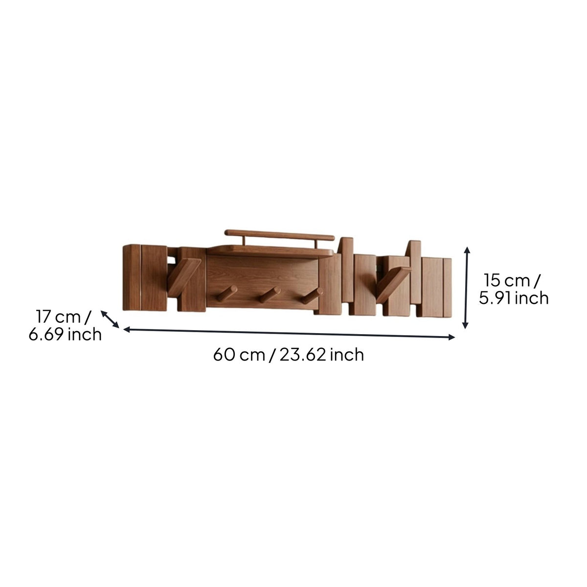 Space Saving Piano Key Coat Rack Multi-Functional Wall Mounted Hook Organizer Easy to Install Wooden Entryway Hanger Heavy Duty for Bedroom, Bathroom