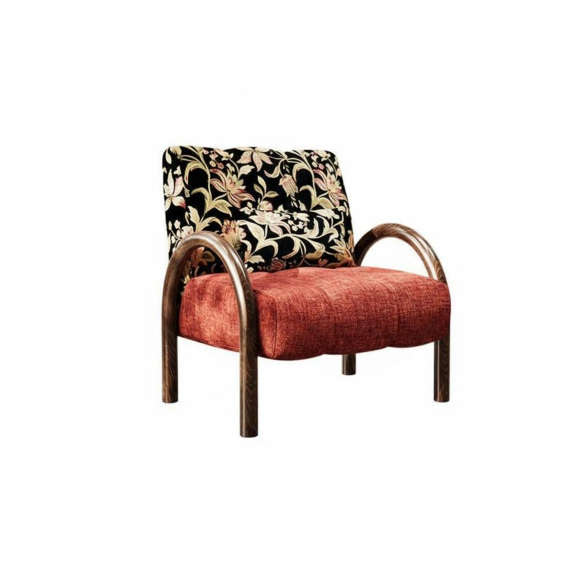 Artful Imperfection & aesthetic Arched support Armchair Minimalist Design Single Sofa Textured Upholstery emphasis Chair Soft padding for Interior Designers, Hotel Owners, Lounge Area, Living Room, perusing alcove, Home Office