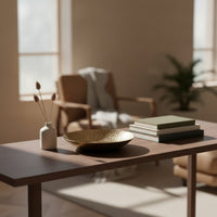 Tray with Hammered Texture Gold Elliptical Tray Low-Profile for Coffee Table