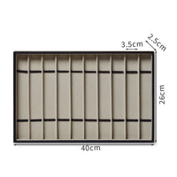 Narrow Slots 10-Compartment Watch Tray Divided Insert Watch Display Tray Lidless Black Leather