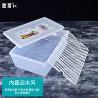 Large Capacity Rectangular Food Storage Container with Lid and Drainer for Refrigerator and Freezer