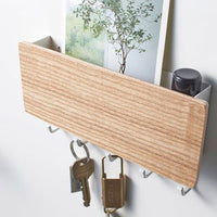 Japanese Style Wall Mounted Key Holder with Storage Shelf for Entryway