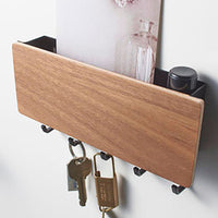 Japanese Style Wall Mounted Key Holder with Storage Shelf for Entryway