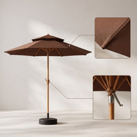 Outdoor Umbrella with Water-Filled Base Windproof Double-Canopy Umbrella with Weighted Base Sturdy for Homeowners, Cafe Owners, Backyard, Courtyard