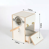 Removable Drawer Bird Box and 18x18x25cm Bird House, Wood Nesting Case for Parakeet and Cockatiel, Bracket Mount Breeding Habitat with Perch