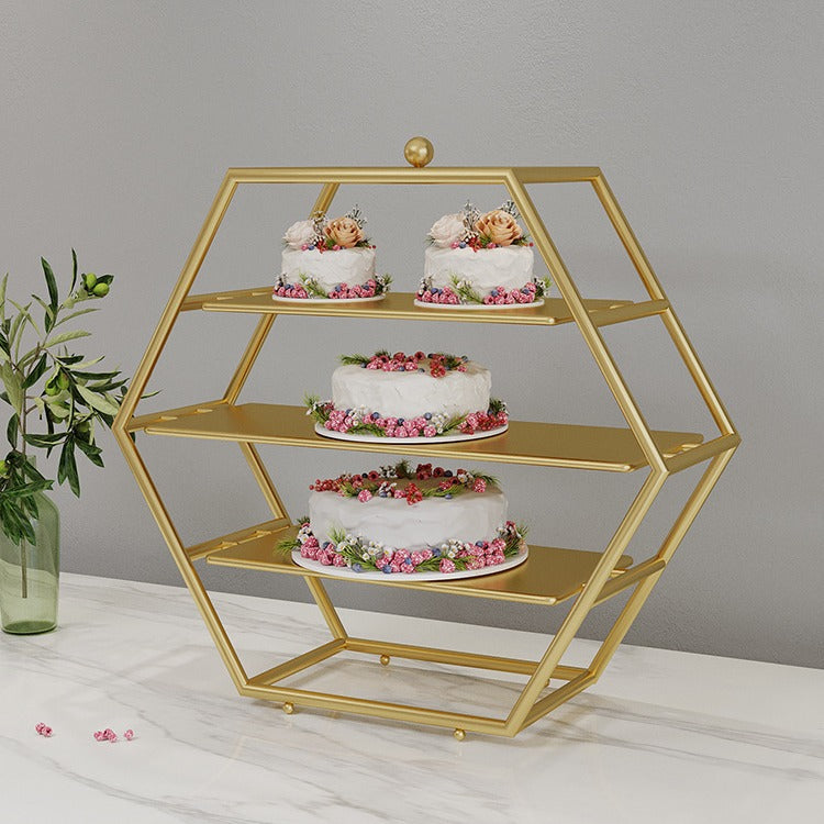European Style Metal Iron Fruit and Dessert Display Stand, Gold