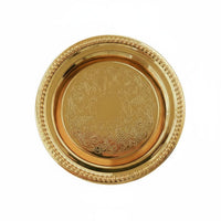 Vintage Gold Candle Tray Ornate Candle Base Baroque Design Metal Plate for Wedding, Party