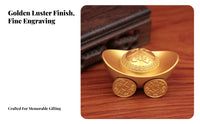 Brings Good Luck Chinese Yuanbao Car Ornament Traditional Craft Gold Ingot Car Meaningful Gift for Office Desk, Shop Counter