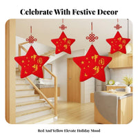 Easy to Hang Crimson Star Decoration Reusable Multi-Pointed Star Decor Lightweight Hanging Ornament Double-Sided Design for Business Owners, Event Planners, Home Decorators, Shopping Malls, Classrooms, Taverns, Restaurants