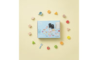 45 Pieces Wooden Cutting Food Toy Child-Centered Based Wooden Culinary Pretend Pieces Set Muted Tones Colors for Young Children