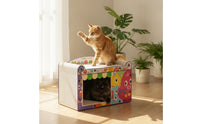 Corrugated Cat Scratching House Reinforced Cardboard Cat House Sturdy Scratch Box Long-Lasting for Cats, Kittens, Living Room, Apartment