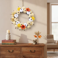 Autumn Wreath Farmhouse-Themed Thanksgiving Wreath Artificial Decorations for Entryway, Mantel