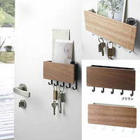 Japanese Style Wall Mounted Key Holder with Storage Shelf for Entryway