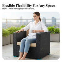 7 Pieces Sofa and Armchair Lounge Set Nordic design aesthetic Outdoor Furniture All-Weather Conversation Group for Families, Homeowners, Patio, Balcony, rearyard