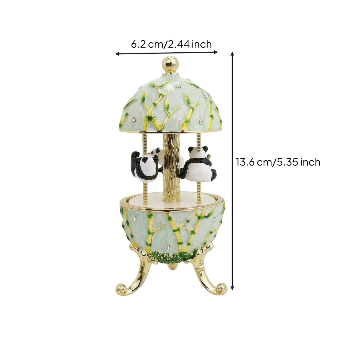 Wildlife Themed Musical Box Enamel Look Rotating Display Musical Box Gold Tone Ornament for Desk