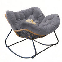 Soft Cushion Cushioned Rocking Lounger Ergonomic Rocker Easy Assembly Lounge Chair Anti-Tip Design for Seniors, Readers, Homeowners, Balcony, Living Room, Bedroom, Reading Nook