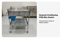Easy to Clean Stainless Steel Medical Cart Resistant 2-Drawer Rolling Treatment Trolley Heavy-Duty Stainless Steel Rolling Trolley Spacious Storage for Beauticians Artists, Veterinarians, Hospital, Medical Facility, Laboratoryoratory Oratory, Kitchen