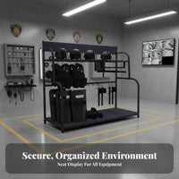 Security Equipment Stand Comprehensive Storage Riot Gear Rack Multi-Functional Design Police Gear Rack for First Responders, Guard Post, School