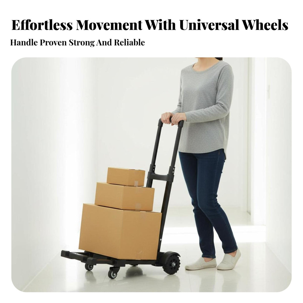 Foldable Design Collapsible Dolly with Extendable Base Expandable Platform Folding Hand Truck Adjustable Handle Collapsible Dolly Cart Swivel Wheels for Delivery Personnel, Travelers, Office Workers, Shopping, Travel, Warehouse, Camping