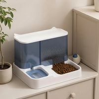 Simple to Use Automatic Feeder with Transparent Storage Bottle Compact Automatic Feeder and Water Dispenser Double-Bowl Safe for Young Dogs, Apartment