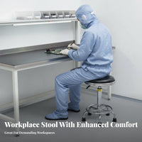 Height Adjustable Anti-Static Rolling Stool 360-Degree Swivel Laboratory Chair Easy to Clean Commercial Furniture Wear-Resistant for Factory Workers, Medical Personnel, Cleanroom, Laboratoryoratory Oratory, Hospital, Industrial Environment