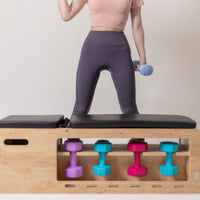 Wooden Exercise Bench Storage Shelf Adjustable Bench Handle Openings Fitness Equipment