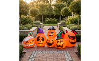 Outdoor Halloween Inflatable Pumpkin with Blower Lighted Inflatable Pumpkin Row Large Yard Decoration LED-and for Lawn