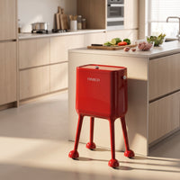 High-Legged Trash Bin with Inner Pail Rectangular Trash Can with Lid Modern Waste Bin with Wheels Sturdy for Kitchen