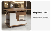 C-Shaped raiseTop Table With casters Rolling C-Shaped Table Height-Adjustable Hidden Storage for Apartment Dwellers, Students