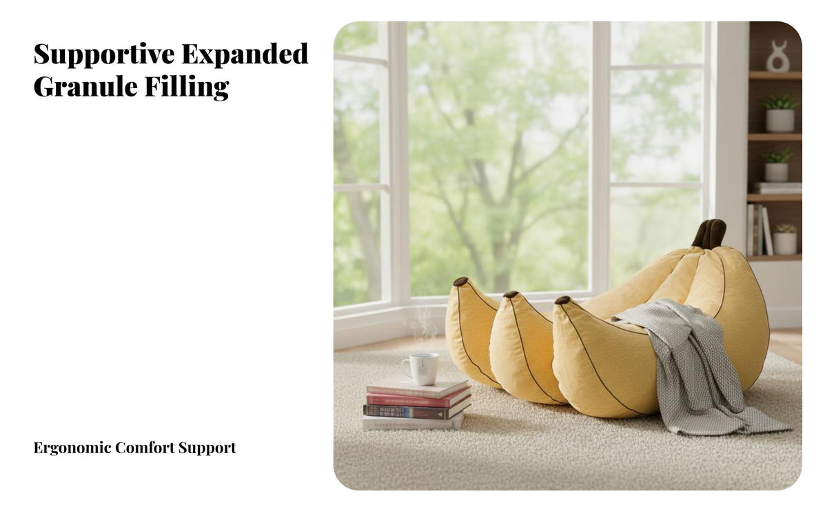 Cute Shape Banana-Shaped Lounger Single Person Bean Bag Chair Novelty Design Floor Sofa Comfortable for College Students, Teens, Adults, Bedroom, Living Room, perusing corner, Lounge Area
