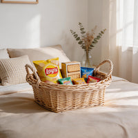 Handwoven Willow Storage Basket with Handles, for Kitchen, Snacks, Fruits, and Organizing