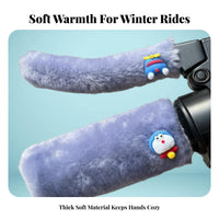 Winter Bike Handle Warmers Cold-Resistant Winter Bike Grip Covers Warm Keeping Fleecy Handlebar Grips for Motorcycle Riders, Men, Outdoor Riding