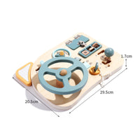 Screen-Non-Electronic Steering Wheel Busy Board Safe Wood Educational Driving Board Portable Wooden Driving Toy Travel-Friendly for Toddlers