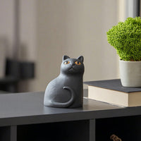 Cement Cat Figurine Home Concrete Cat Statue Realistic Sculpture for Desk