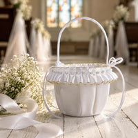 Flower Girl Basket Gold Trim Wedding Petal Basket Handmade for Dance