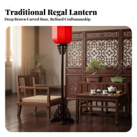 Hand-Painted Chinese Design Floor Lamp Classical Traditional Imperial Floor Light Vintage Design Solid Wood Standing Lantern Retro Look for Interior Designers, Business Owners, Living Room, Teahouse, Restaurant, Hotel Lobby