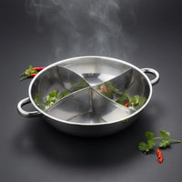 Induction Compatible Multi-Section Hot Pot Thickened Body Divided Hot Pot Flat Bottom Cookware for Parties