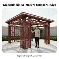 Chinese Design Pavilion Weather Resistant Aluminum Garden Gazebo Sturdy Construction Aluminum Frame Gazebo for Villa Owners, Homeowners, Backyard