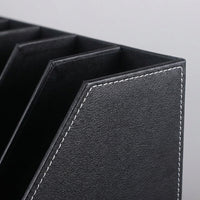 3 Tier File Organizer for Desktop, PU Leather Document Storage Rack for A4 Folders, Office Workspace Organization Tray