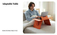Adjustable Height Foldable Laptop Table Portable Foldable Laptop Tray with Device holder Space-Saving Lap Desk Multi-Functional for Dorm Residents, Remote Workers, Bedroom, Home Office, Sofa, Living Room