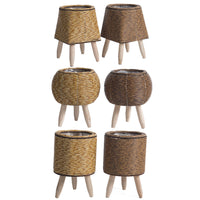 Indoor Rattan-Look Plant Stand with Triangular Support for Desktop