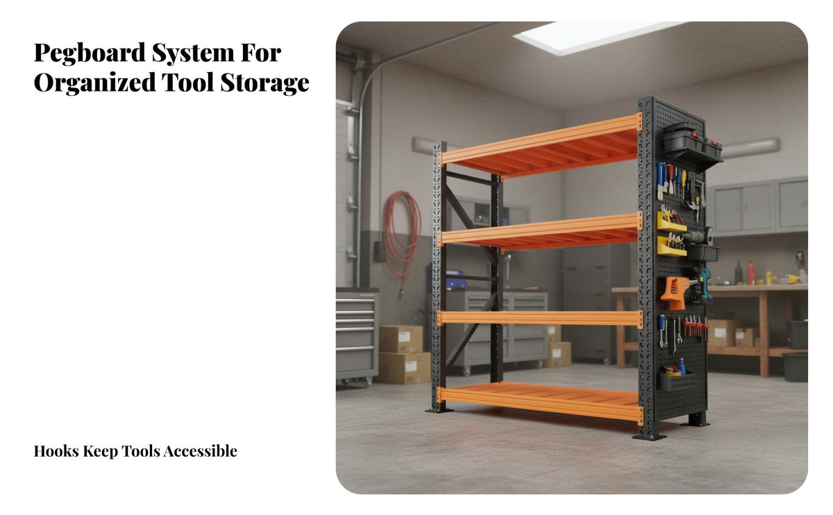 Pegboard Storage Rack High Capacity Pegboard Tool Shelf Steel Construction Heavy Duty Tool Shelf for Mechanics, DIY Enthusiasts, Warehouse