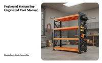 Pegboard Storage Rack High Capacity Pegboard Tool Shelf Steel Construction Heavy Duty Tool Shelf for Mechanics, DIY Enthusiasts, Warehouse